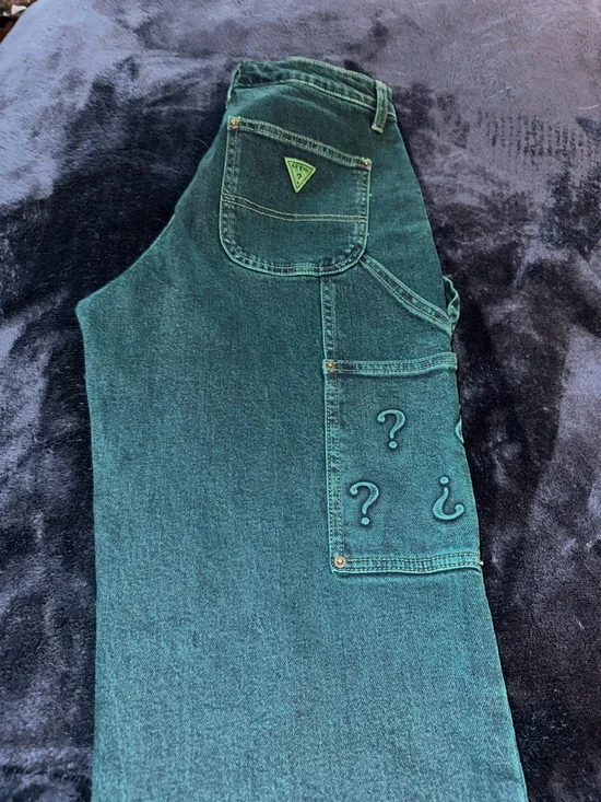 RARE Guess? Originals x Batman Green Denim Carpenter Jeans - Picture 7 of 12